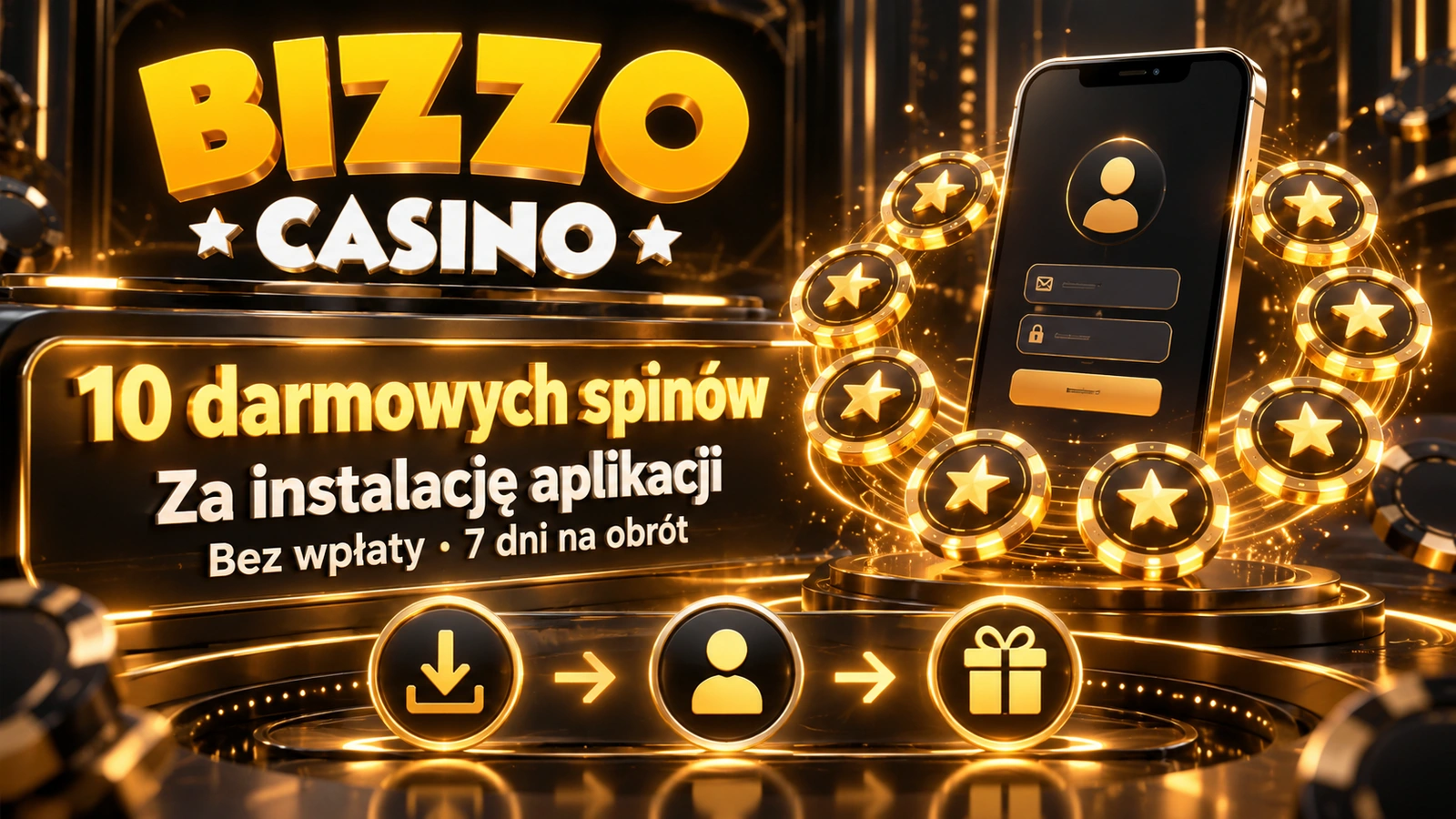Bizzo Casino: 10 darmowych spinów za instalację aplikacji